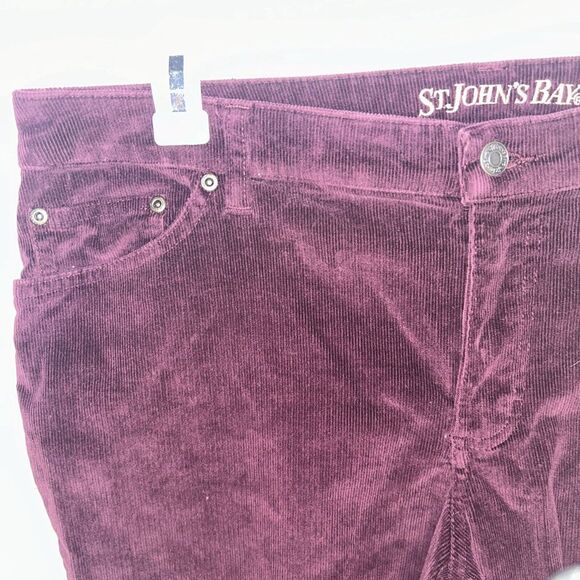 St. Johns Bay Womens Corduroy Bootcut Pants Purple Mid Rise Stretch Pockets 12 - Picture 4 of 7